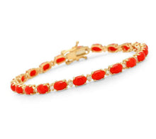 Load image into Gallery viewer, Very Impressive 11.50 Carats Natural Coral &amp; Diamond 14K Solid Yellow Gold Bracelet