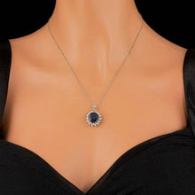 Load image into Gallery viewer, 7.70Ct Natural Sapphire and Diamond 14K Solid White Gold Pendant