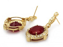 Load image into Gallery viewer, 23.20Ct Natural Ruby and Diamond 14K Solid Yellow Gold Earrings
