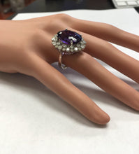 Load image into Gallery viewer, 15.65 Carats Natural Amethyst and Diamond 14K Solid White Gold Ring