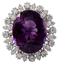 Load image into Gallery viewer, 15.65 Carats Natural Amethyst and Diamond 14K Solid White Gold Ring