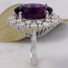 Load image into Gallery viewer, 15.65 Carats Natural Amethyst and Diamond 14K Solid White Gold Ring