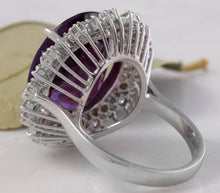 Load image into Gallery viewer, 15.65 Carats Natural Amethyst and Diamond 14K Solid White Gold Ring