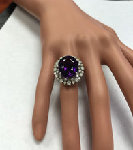 Load image into Gallery viewer, 15.65 Carats Natural Amethyst and Diamond 14K Solid White Gold Ring