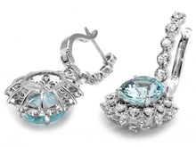 Load image into Gallery viewer, 7.00Ct Natural Aquamarine and Diamond 14K Solid White Gold Earrings