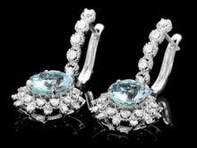 Load image into Gallery viewer, 7.00Ct Natural Aquamarine and Diamond 14K Solid White Gold Earrings