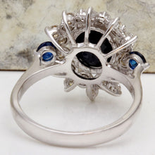 Load image into Gallery viewer, 4.30 Carats Exquisite Natural Blue Sapphire and Diamond 14K Solid White Gold Ring