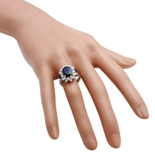 Load image into Gallery viewer, 4.30 Carats Exquisite Natural Blue Sapphire and Diamond 14K Solid White Gold Ring