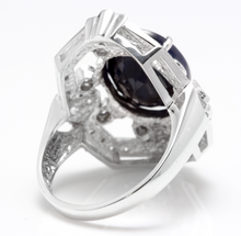 Load image into Gallery viewer, 9.70 Carats Exquisite Natural Blue Sapphire and Diamond 14K Solid White Gold Ring