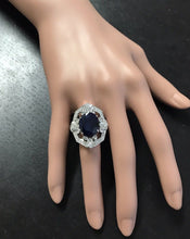 Load image into Gallery viewer, 9.70 Carats Exquisite Natural Blue Sapphire and Diamond 14K Solid White Gold Ring