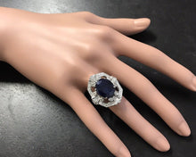 Load image into Gallery viewer, 9.70 Carats Exquisite Natural Blue Sapphire and Diamond 14K Solid White Gold Ring