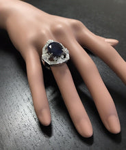 Load image into Gallery viewer, 9.70 Carats Exquisite Natural Blue Sapphire and Diamond 14K Solid White Gold Ring
