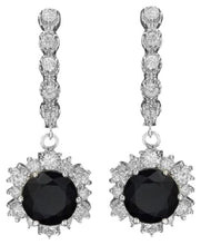 Load image into Gallery viewer, 6.70 Carats Natural Sapphire and Diamond 14K Solid White Gold Earrings