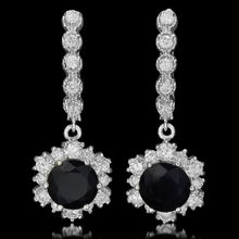 Load image into Gallery viewer, 6.70 Carats Natural Sapphire and Diamond 14K Solid White Gold Earrings