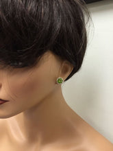 Load image into Gallery viewer, Exquisite 6.12 Carats Natural Green Peridot and Diamond 14K Solid Yellow Gold Stud Earrings