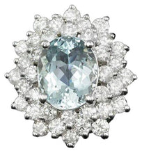 Load image into Gallery viewer, 5.80 Carats Natural Aquamarine and Diamond 14K Solid White Gold Ring