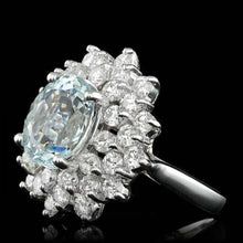 Load image into Gallery viewer, 5.80 Carats Natural Aquamarine and Diamond 14K Solid White Gold Ring