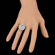 Load image into Gallery viewer, 5.80 Carats Natural Aquamarine and Diamond 14K Solid White Gold Ring