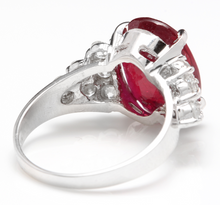 Load image into Gallery viewer, 9.40 Carats Impressive Red Ruby and Natural Diamond 14K White Gold Ring
