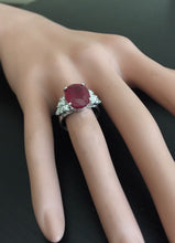 Load image into Gallery viewer, 9.40 Carats Impressive Red Ruby and Natural Diamond 14K White Gold Ring