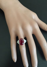 Load image into Gallery viewer, 9.40 Carats Impressive Red Ruby and Natural Diamond 14K White Gold Ring