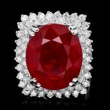 Load image into Gallery viewer, 18.80 Carats Natural Red Ruby and Diamond 14K Solid White Gold Ring