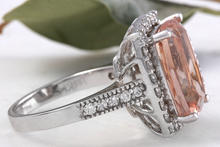 Load image into Gallery viewer, 13.65 Carats Exquisite Natural Morganite and Diamond 14K Solid White Gold Ring