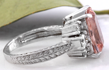 Load image into Gallery viewer, 13.65 Carats Exquisite Natural Morganite and Diamond 14K Solid White Gold Ring