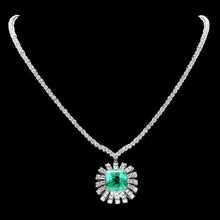 Load image into Gallery viewer, 19.80Ct Natural Emerald and Diamond 18K Solid White Gold Necklace