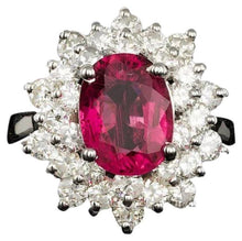 Load image into Gallery viewer, 5.00 Carats Natural Tourmaline and Diamond 14K Solid White Gold Ring