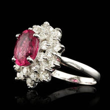 Load image into Gallery viewer, 5.00 Carats Natural Tourmaline and Diamond 14K Solid White Gold Ring