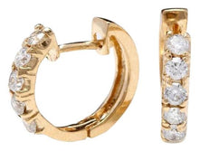 Load image into Gallery viewer, Exquisite .65 Carats Natural Diamond 14K Solid Yellow Gold Hoop Earrings