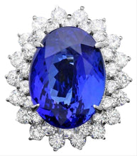 Load image into Gallery viewer, 13.00 Carats Natural Tanzanite and Diamond 14k Solid White Gold Ring