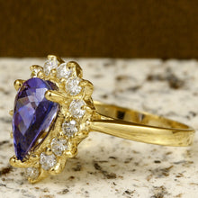 Load image into Gallery viewer, 2.65 Carats Natural Splendid Tanzanite and Diamond 14K Solid Yellow Gold Ring