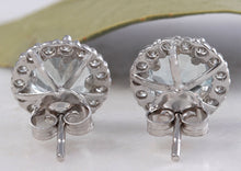 Load image into Gallery viewer, Exquisite 3.05 Carats Natural Aquamarine and Diamond 14K Solid White Gold Stud Earrings