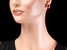 Load image into Gallery viewer, 9.10Ct Natural Ruby and Diamond 14K Solid Yellow Gold Earrings