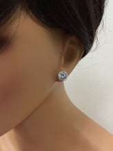 Load image into Gallery viewer, Exquisite 3.05 Carats Natural Aquamarine and Diamond 14K Solid White Gold Stud Earrings