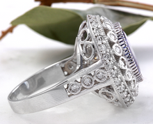 Load image into Gallery viewer, 7.50 Carats Natural Very Nice Looking Tanzanite and Diamond 14K Solid White Gold Ring