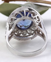 Load image into Gallery viewer, 7.50 Carats Natural Very Nice Looking Tanzanite and Diamond 14K Solid White Gold Ring