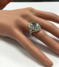 Load image into Gallery viewer, 5.85 Carats Natural Aquamarine and Diamond 14K Solid White Gold Ring