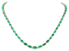 Load image into Gallery viewer, 22.90Ct Natural Emerald and Diamond 14K Solid Yellow Gold Necklace