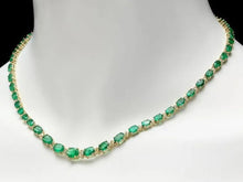 Load image into Gallery viewer, 22.90Ct Natural Emerald and Diamond 14K Solid Yellow Gold Necklace