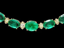 Load image into Gallery viewer, 22.90Ct Natural Emerald and Diamond 14K Solid Yellow Gold Necklace