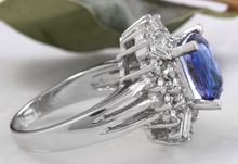 Load image into Gallery viewer, 3.80 Carats Natural Very Nice Looking Tanzanite and Diamond 14K Solid White Gold Ring