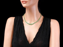 Load image into Gallery viewer, 22.90Ct Natural Emerald and Diamond 14K Solid Yellow Gold Necklace