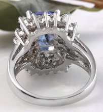 Load image into Gallery viewer, 3.80 Carats Natural Very Nice Looking Tanzanite and Diamond 14K Solid White Gold Ring