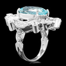 Load image into Gallery viewer, 8.00 Carats Natural Aquamarine and Diamond 14K Solid White Gold Ring