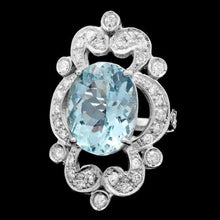 Load image into Gallery viewer, 8.00 Carats Natural Aquamarine and Diamond 14K Solid White Gold Ring