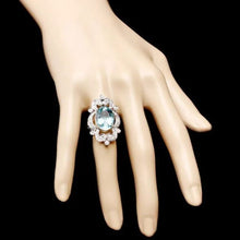 Load image into Gallery viewer, 8.00 Carats Natural Aquamarine and Diamond 14K Solid White Gold Ring