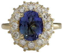 Load image into Gallery viewer, 3.80 Carats Natural Very Nice Looking Tanzanite and Diamond 14K Solid Yellow Gold Ring